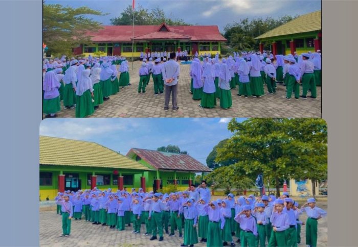 Hari Pertama Ke Madrasah Usai Lebaran, Siswa Ikuti Upacara dengan Penuh Semangat