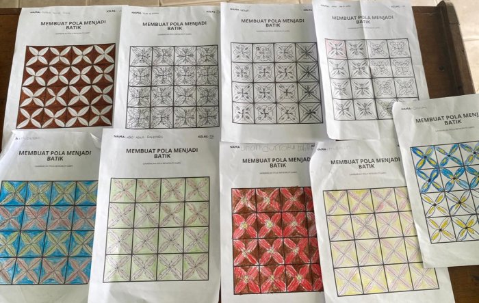 Semangat Berkarya Siswa Kelas V  tampak Antusias Belajar Membuat Pola Batik