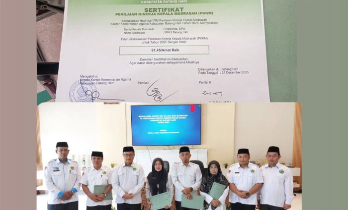 MIN 2 Batang Hari Raih Nilai Amat Baik pada PKKM Tahun 2025