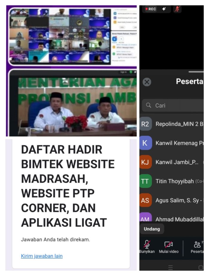 mengikuti zoom bimbingan teknis mengelola website madrasah 