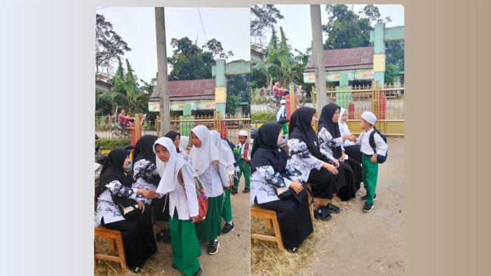 Sambut Siswa di Gerbang Madrasah, Budaya 5S Diterapkan Sejak Pagi Di MIN 2 Batang Hari
